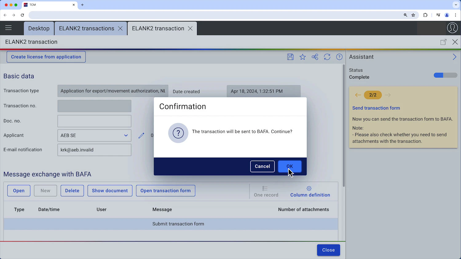 screenshot of AEB License Management
